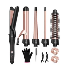 5 in 1 Curling Iron with Thermal Brush and 4 Interchangeable Cerami... Fast Ship
