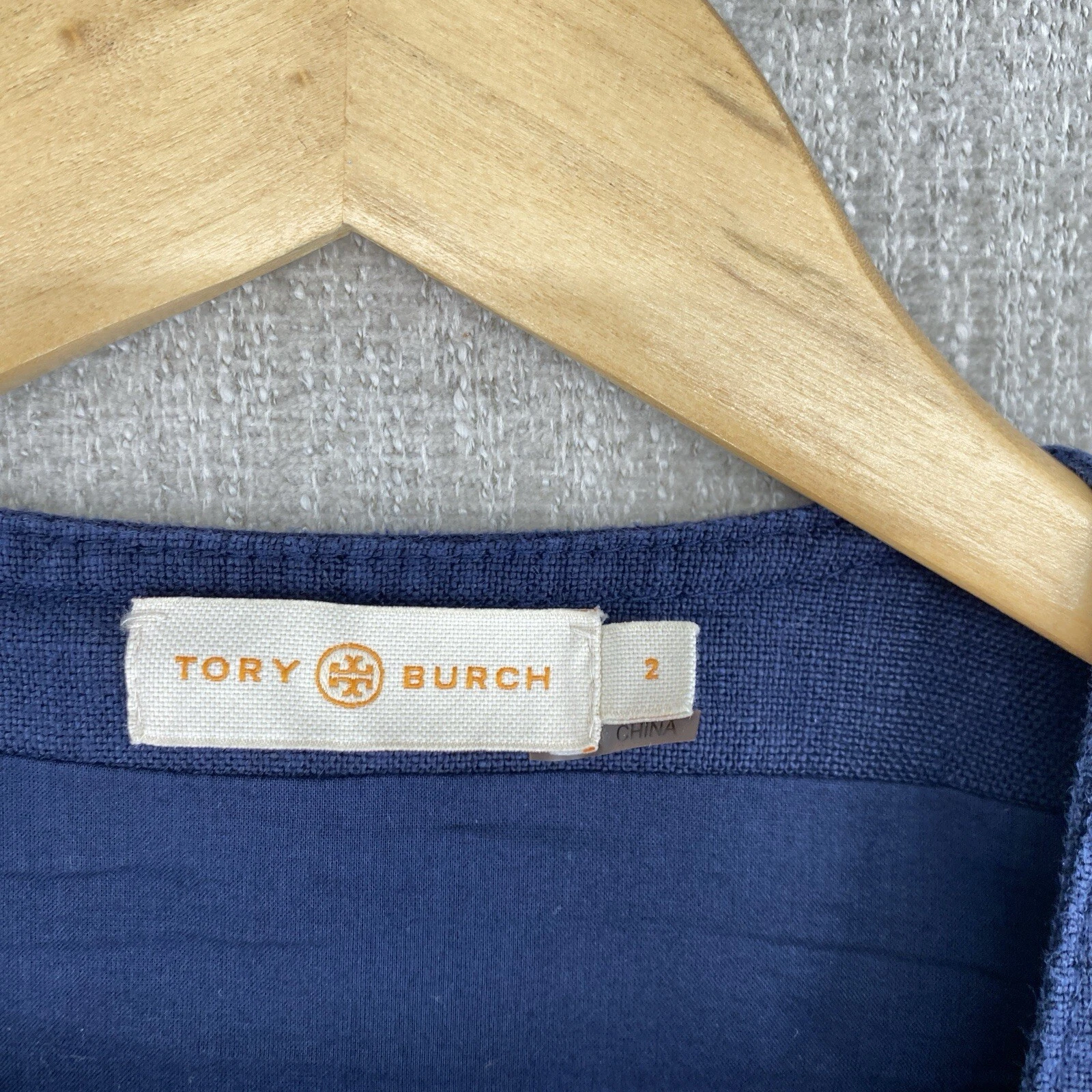 Abito Tory Burch donna 2 blu denim lino smanicato bottoni tasca cambio jeans