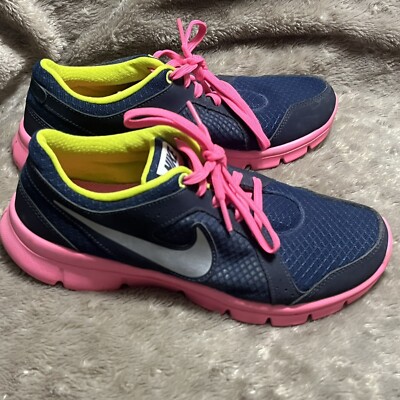 Nike Youth Flex Experience 599344-402 Blue Pink Running Shoes Girls Youth  Sz 5Y