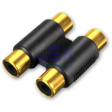 Twin Female RCA to 2X Female RCA Phono Audio Video Connector Coupler