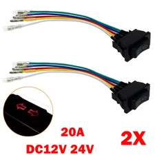 2x 5Pin/Wire Car Window Power Switch Universal UP/DOWN Red LED Lighted DC12V/24V