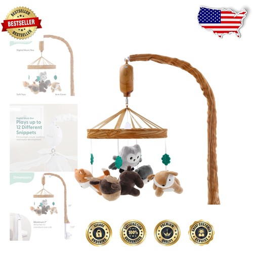 Adorable Woodland Crib Mobile with 12 Soothing Lullabies for Boys & Girls