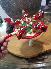 Vintage pecking hen chickens toy hand-painted wood made in Russia