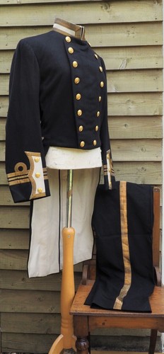 Antike königliche britische Marineoffiziersuniform Tunika Hose marineblaue goldblau - Bild 9 von 13
