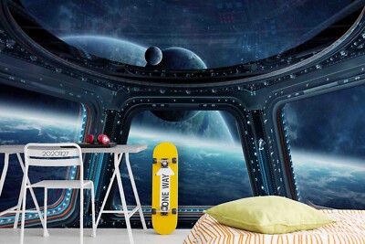 3D Space Station Earth Self-adhesive Removable Wallpaper Murals 4