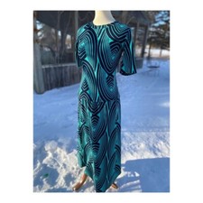 Vintage 60s Maxi Skirt Set Stretch A-Line Green Black Short Sleeve
