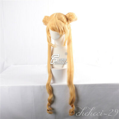 Tsukino Usagi Cosplay Wig Blonde Long Ponytails Bangs Wig