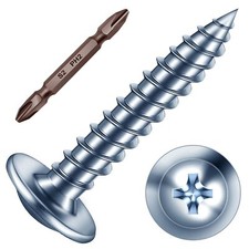 300Pcs 8  1" Phillips Truss Head Wood Screws Wood Screws 1 Inch Quick Metal...