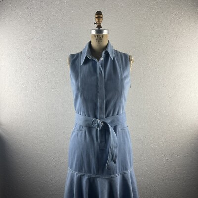 AKRIS l 4 Akris Punto Luxury Western-Inspired Bias Cut Ruffle Belted Denim  Dress | eBay