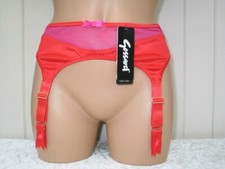 SUSPENDER BELT SIZE 10 RED SATIN PINK MESH GOSSARD VIBRANT COLOUR FREEPOST BNWT