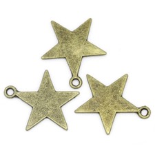 Flat Star Charms Antique Bronze Tone Pendants 23 x 21 mm US Seller 930
