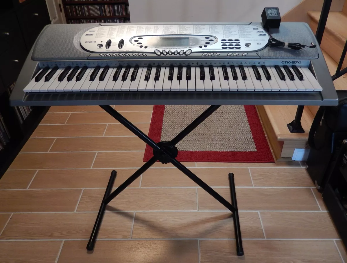 Casio CTK 496 Electronic Digital Keyboard Piano MIDI MIC w/ Power Cord &  Stand