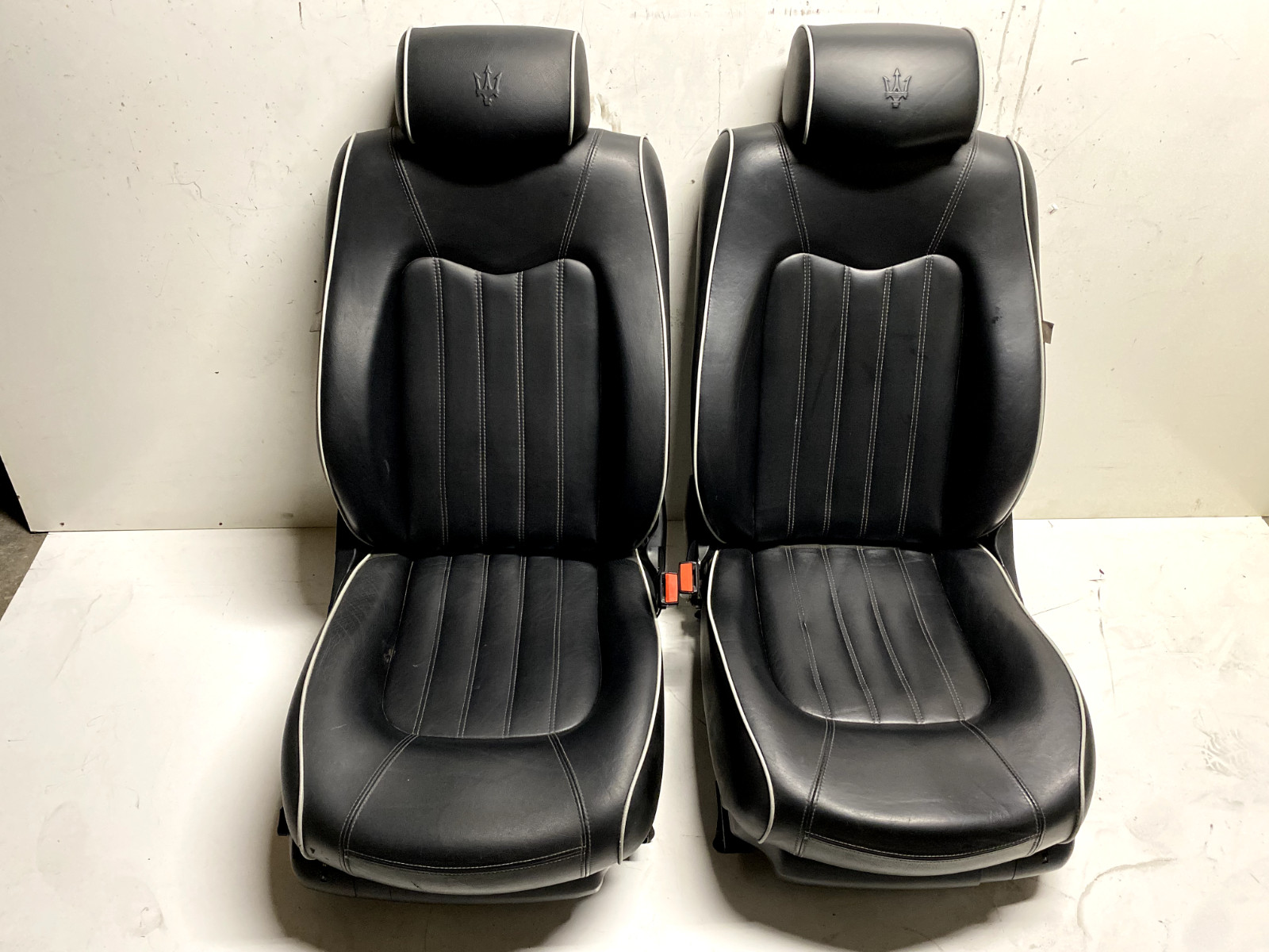 2003-2012 MASERATI QUATTROPORTE OEM LEFT RIGHT FRONT SEAT SET BLACK LEATHER PAIR