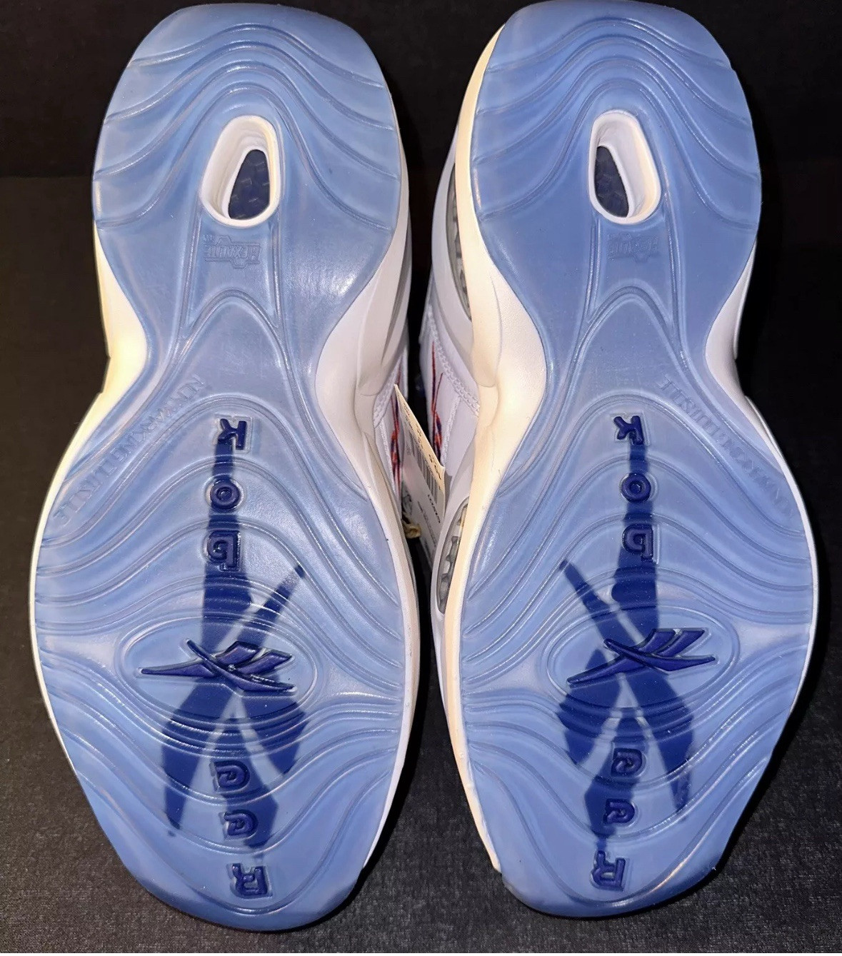 Reebok Question Mid Basketball Shoes White Blue Allen Iverson Men Sz 8.5 GX0227