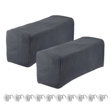 2pcs Stretch Armrest Covers Couch Arm Covers with Twist Pin Protector Dark Grey