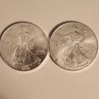 American Silver Eagle Coins, Lot of 2 - 1oz .999 Fine Silver Coins, 2000 & 2002