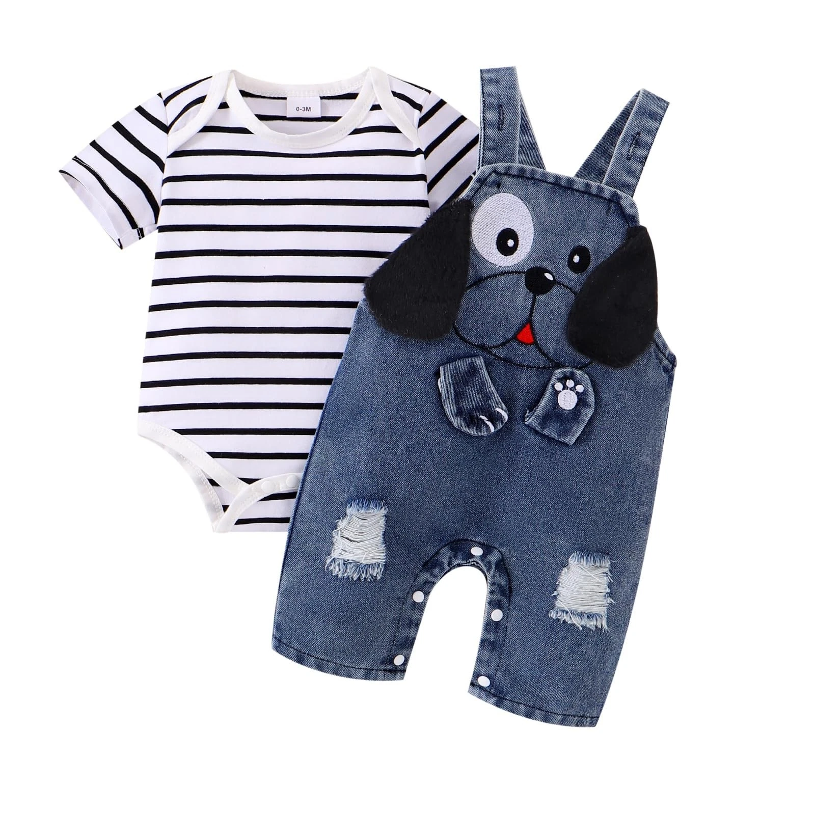 9-12 Month Baby Boy Clothes Infant Short Sleeve Striped Romper Summer Outfits...