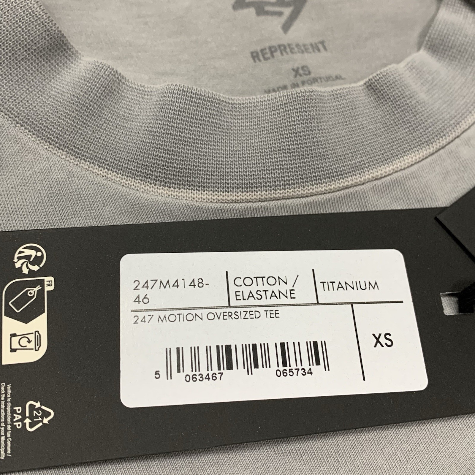 Represent XS Tee 247 Motion Titanium Grey Oversized T-Shirt image 6