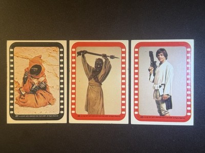 1977 Topps Star Wars Sticker Lot #27 #39 #42 Luke Jawa Tusken Raider