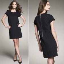 Kate Spade Gail Polka Dot Ponte Little Black Dress Exposed Zipper Sz XS 💛🍄