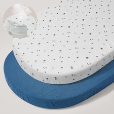 Muslin Bassinet Sheets for Baby Girl Boy 2 Pack Soft Breathable Baby Bedside