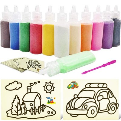 Zddaoole 32 PCS Art Sand Kit - 12 Color Scenic Sand With 20 Sheets Sand Art P...