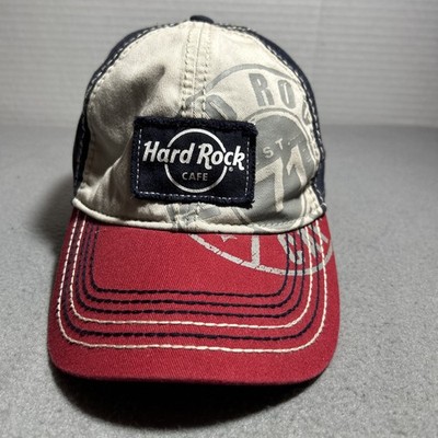 Vintage Hard Rock  Size Small/medium Fitted Distressed Hat Red White Blue