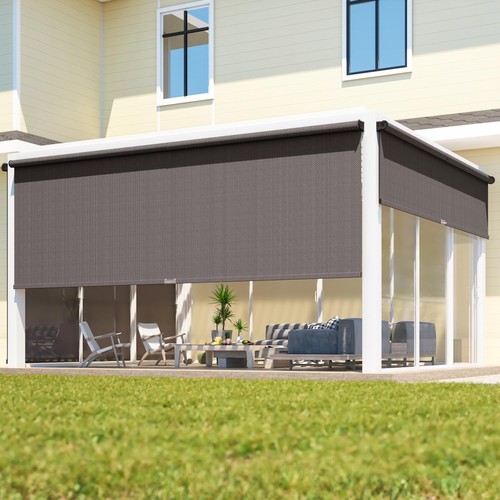 Integrated Outdoor Roller Shades 6'W x 6'H Assembly Free, Cordless Outdoor Pa...