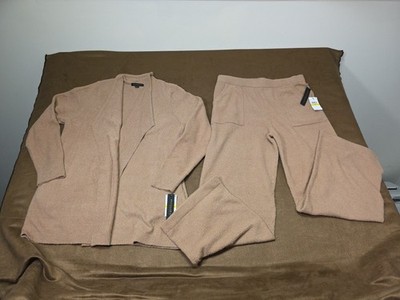 Donna Karan 2 Piece Pants & Sweater Lounge Set Women s Large NWT Light Brown