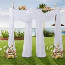 Chiffon Weeding Arch Draping Fabric White Drapes Backdrop 4 PCS 28 In x 19Ft