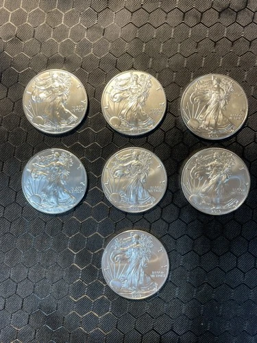 Lot of 7 2019 American Silver Eagle 1 oz $1 BU Coins in U.S. Mint Tube