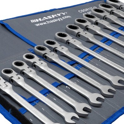 Gelenk Maul-Ringratschenschlüssel Set 8-32mm Gelenkratschenset 13tlg KFZ