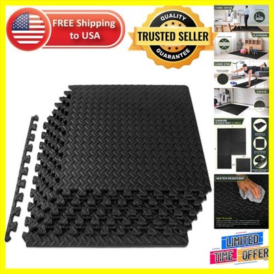 Water-Resistant EVA Foam Flooring Tiles - 6 Pcs, 24 Sq Ft Exercise Puzzle Mat