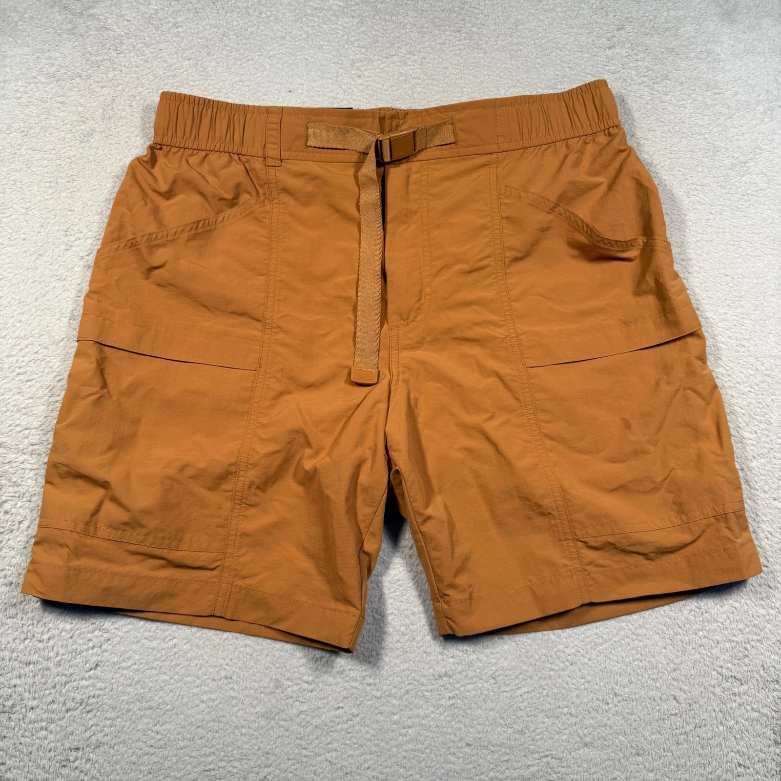 Eddie Bauer Ripstop Tech Short Mens Medium Brown Sugar Hiking Utility UPF 50 NWT
