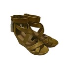 BN Ugg Gold Leather Espadrille Wedge Sandals Shoes UK9 (fit UK8)