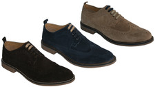 Men's Catesby Suede Leather Brogue Shoes Smart Casual Formal Dress Lace Up Shoe