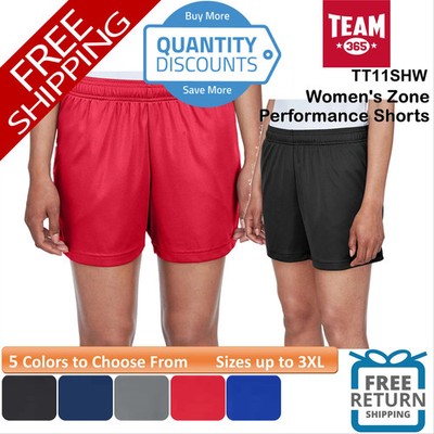   Team 365 Women Zone Performance Shorts Side pockets Up To 3XL TT11SHW