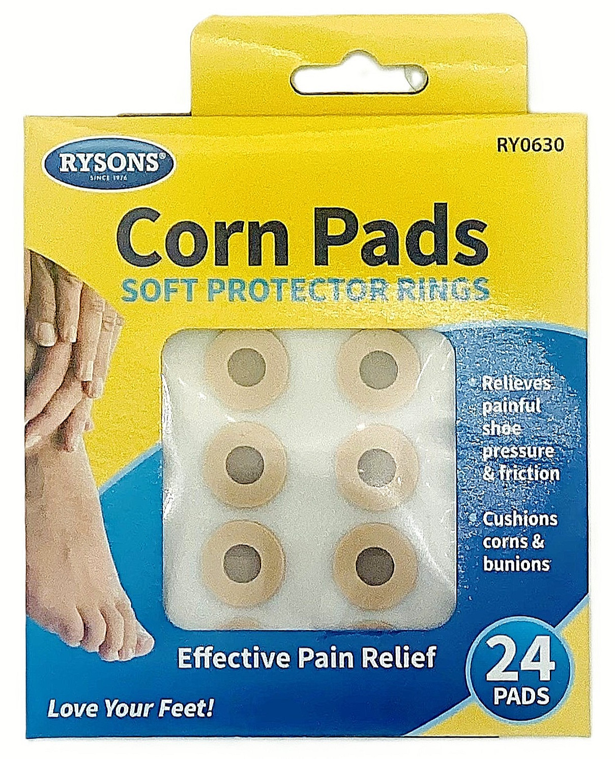 Pack 24 Corn Protective Ring Soft Pads Cushion Plasters Foot Toe Pain Relief