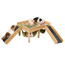 Wooden Hamster Hammock Castle 2 Tiered Hut With Stair Detachable