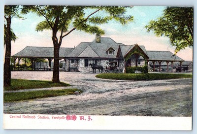 c1905 Freehold New Jersey Postcard Central Railroad Station Building Unposted