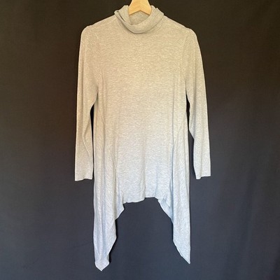 Chico's light gray turtleneck sweater high low style women's size medium knit