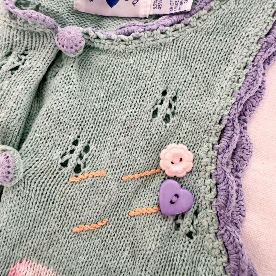 Hartstrings Vintage Toddler Girl Sweater Vest 4T 90s Easter Spring Hats - Image 4 of 4