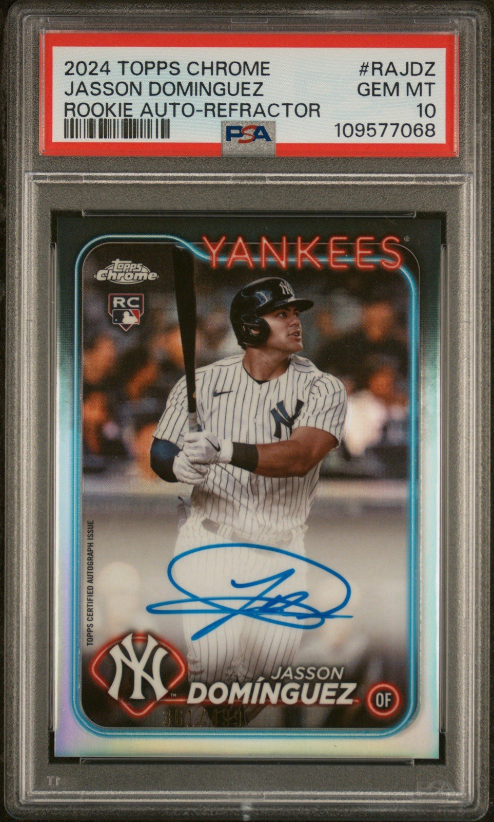 2024 Topps Chrome Refractor Jasson Dominguez Auto RC Rookie #/499 PSA 10 GEM 💎
