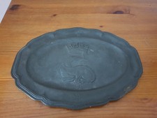 Ancien plat en étain ovale fin…