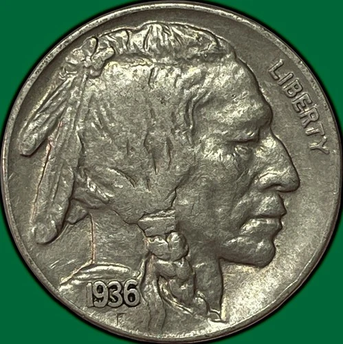 1936 Buffalo Nickel Extremely Fine XF Coin #35312