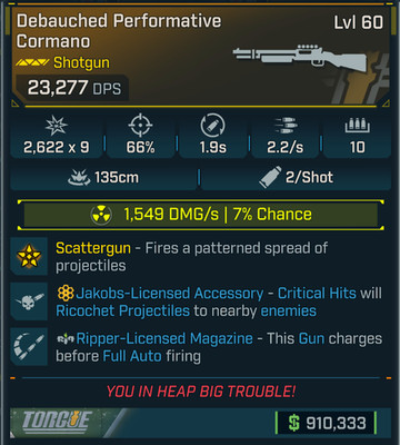 Borderlands 4 RADIATION CARMANO SHOTGUN JAKOBS RIPPER MAG