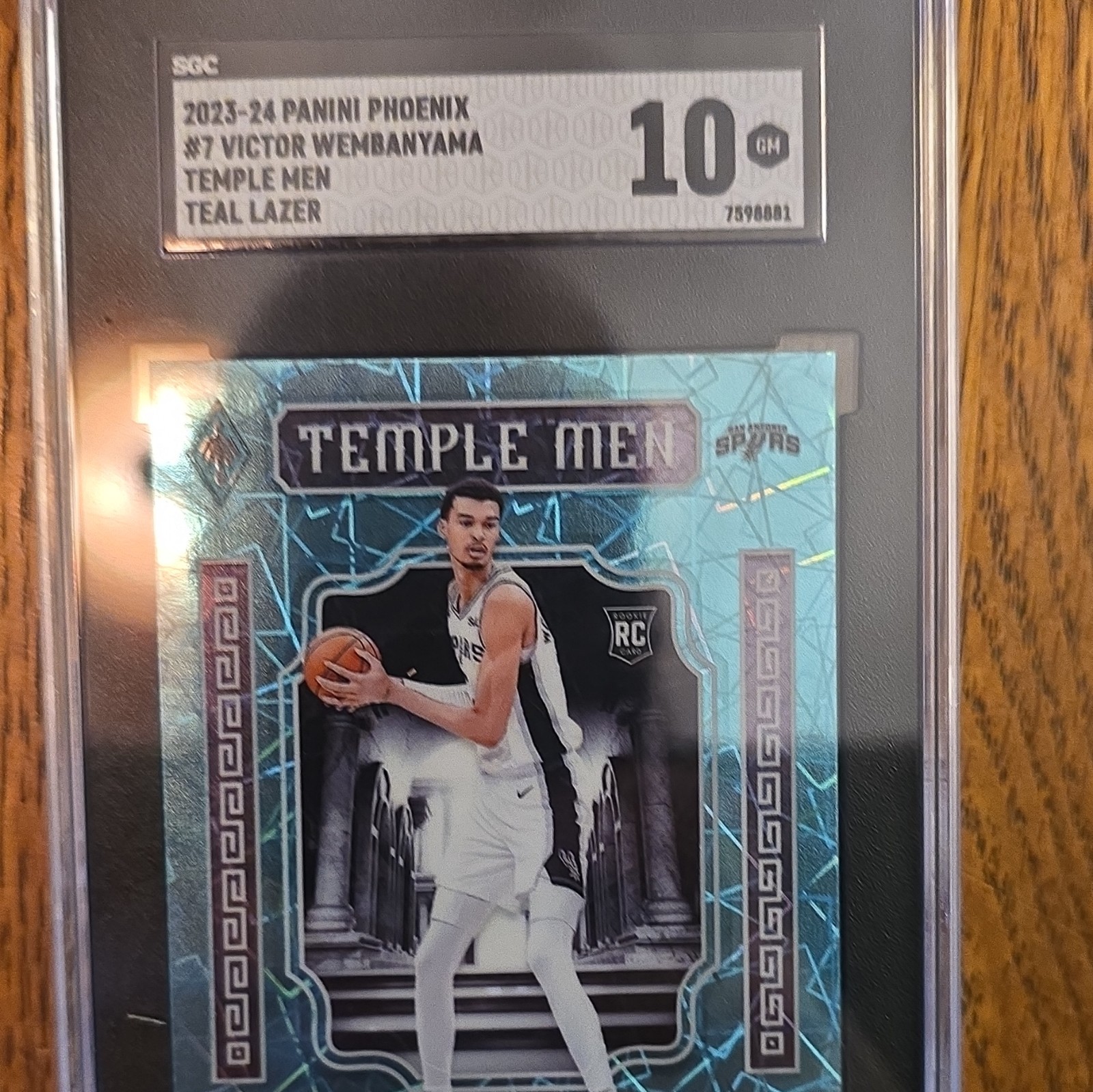 Panini 2023-24 Phoenix Victor Wembanyama Temple Men Teal Lazer #7 RC SGC 10