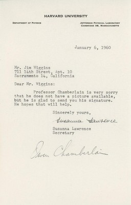 Owen Chamberlain- TSL from 1960 (Nobel Prize)