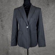 Jones New York Petites Wool Blend Stretch Black Pinstripe Blazer Suit Jacket 4P
