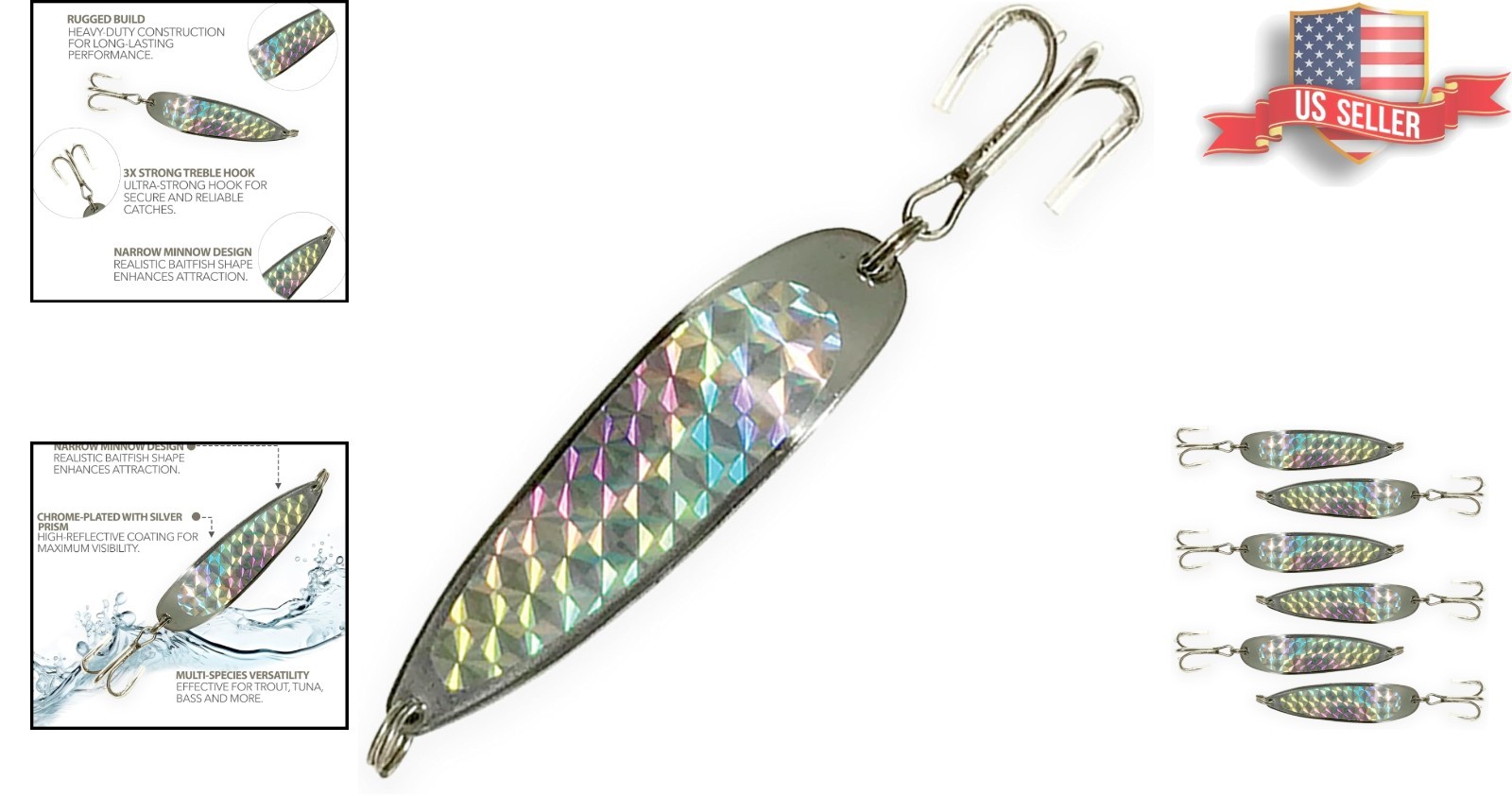 Crocodile Fishing Spoons - 3oz Silver Set, Ideal for Anglers of All Levels - Image 2